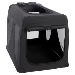 Flamingo Gepetto Transportbox für Hunde Schwarz Größe L aus Nylon wasserabweisend – Bild 1 von 8
