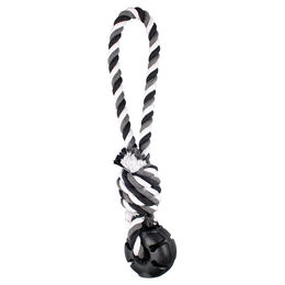 Produktbild von Flamingo Gummi Bottle Booster Seil mit Ball Hundespielzeug Schwarz 38x8cm