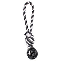 Produktbild von Flamingo Gummi Bottle Booster Seil mit Ball Hundespielzeug Schwarz 38x8cm
