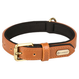 Flamingo Halsband aus Kunstleder in Cognac Braun verstellbar 24-30 cm – Bild 1 von 1