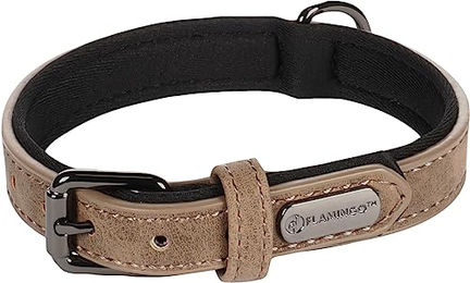 Flamingo Halsband Delu für kleine Hunde aus Kunstleder Braun XS/S 24-30 cm – Bild 1 von 2