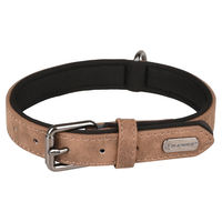 Produktbild von Flamingo Halsband für Hunde aus Kunstleder in Braun mit verstellbarer Weite 36-44 cm