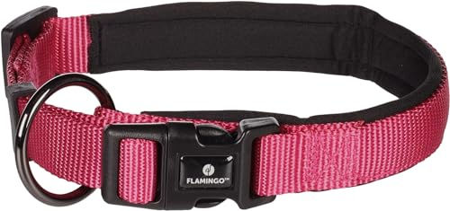 Flamingo Halsband für Hunde aus Nylon in Kirschrot Rosa Größe S 40-45cm – Bild 1 von 4