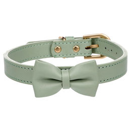 Flamingo Halsband mit Schleife Nela aus Qualitätsleder in Mintgrün Größe M - 1 Stk. – Bild 1 von 4