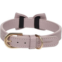 Produktbild von Flamingo Halsband mit Schleife Nela Lila Gold aus Leder Größe S/M für kleine Hunde - 1 Stk.