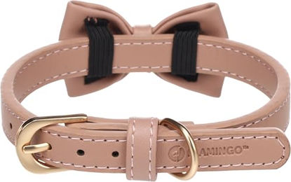 Flamingo Halsband mit Schleife Nela Rosa aus Leder Größe S - 1 Stk. – Bild 1 von 4