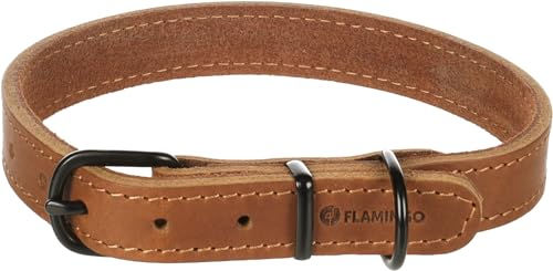 Flamingo Halsband Montana aus Leder in Cognac Braun Größe M – Bild 1 von 4