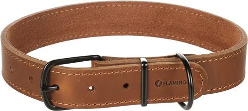 Flamingo Halsband Montana aus Leder in Cognac Braun XL 47,5-58cm – Bild 1 von 4