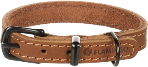 Flamingo Halsband Montana aus Leder in Cognac Braun XS 19,5-25,5 cm 12 mm – Bild 1 von 4