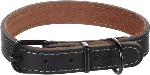 Flamingo Halsband Montana aus Leder Schwarz S/M 32-40cm – Bild 1 von 5