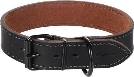 Flamingo Halsband Montana aus Leder Schwarz XL 49-59cm 40mm – Bild 1 von 4
