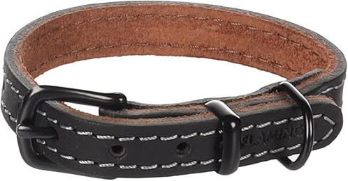 Flamingo Halsband Montana aus Leder Schwarz XS 19,5-25,5cm – Bild 1 von 4