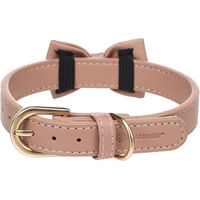 Produktbild von Flamingo Halsband Nela mit Schleife aus Leder in Rosa/Gold Größe S/M - 1 Stk.