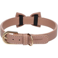 Produktbild von Flamingo Halsband Nela mit Schleife aus Qualitätsleder in Rosa und Gold Größe M - 1 Stk.