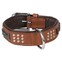 Flamingo Halsband Sedona aus Leder mit Nieten braun 31-35 cm 33 mm – Bild 1 von 1