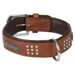 Flamingo Halsband Sedona aus Leder mit Nieten braun 34-40 cm – Bild 1 von 1
