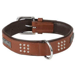 Produktbild von Flamingo Halsband Sedona aus Leder mit Nieten braun 43-50 cm 37 mm