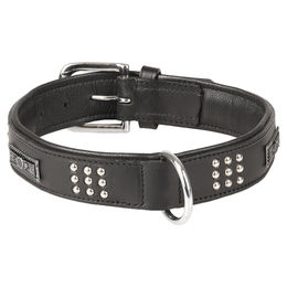 Flamingo Halsband Sedona aus Leder mit Nieten und Schmuckelementen Schwarz 43-50 cm 37 mm – Bild 1 von 2