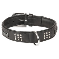 Produktbild von Flamingo Halsband Sedona aus Leder mit Nieten und Schmuckelementen Schwarz 43-50 cm 37 mm
