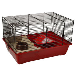 Flamingo Hamsterkäfig Enzo 1 Rot aus Kunststoff mit Fressnapf und Spielzeug 41,5x28,5x25,5 cm – Bild 1 von 8