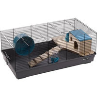 Produktbild von Flamingo Hamsterkäfig Jang Kleintierkäfig für Hamster und Mäuse Schwarz Grau 58 x 31,5 x 22,5 cm aus Metall
