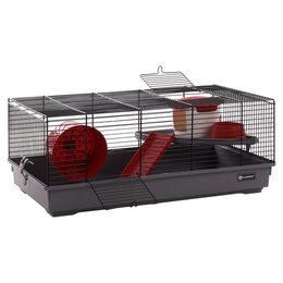 Flamingo Hamsterkäfig Jing Kleintierkäfig aus Metall Schwarz Grau 58x31x22,5cm mit Zubehör – Bild 1 von 13