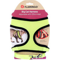 Produktbild von Flamingo Harms Katzen-Geschirr-Set mit Leine Gelb Schwarz für Kitten aus verstellbarem Nylon mit atmungsaktivem Mesh