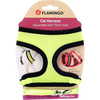 Produktbild von Flamingo Harms Katzengeschirr-Set für Kitten Gelb/Schwarz mit Leine aus atmungsaktivem Mesh