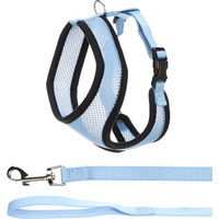 Produktbild von Flamingo Harms Katzengeschirr-Set für Kitten in Blau/Schwarz mit Leine und atmungsaktivem Mesh - 120 cm