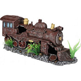 Flamingo Hektor Lokomotive Figur und Höhle für Fische Braun 35x10x15 cm – Bild 1 von 7