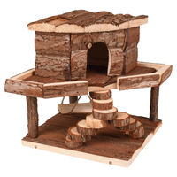 Produktbild von Flamingo Holzhaus Hansy für Hamster und Mäuse mit Schaukel und Treppe 20x20x20cm