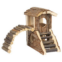 Produktbild von Flamingo Holzhaus Marty Nagerhaus aus Holz mit Etage und Kletterbrücke 19x16,5x16,5cm