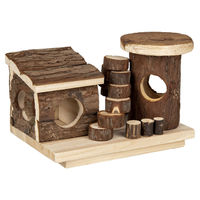 Produktbild von Flamingo Holzhaus Tory Nagerhaus aus Holz in Braun mit Versteck und Aussichtsplatz 21x15x13cm
