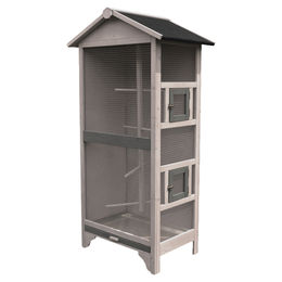 Flamingo Holzvoliere Nevada Cottage wetterfeste Vogelvoliere aus Holz in Grau 78x57x157,5cm – Bild 1 von 3