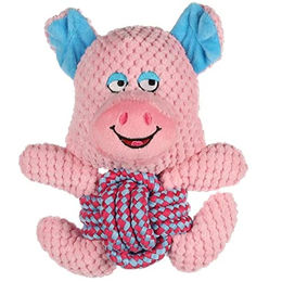 Flamingo HS FARMI Ferkel Spielzeug aus Holz mit Seil in Rosa 21cm – Bild 1 von 2