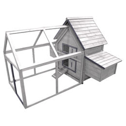 Flamingo Hühnerstall Castle Cottage Grau aus Holz mit Auslauf, Legenest und Laufsteg – Bild 1 von 3