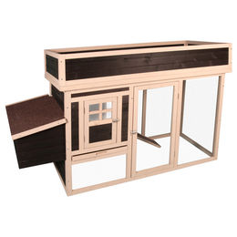 Flamingo Hühnerstall Flora aus Holz in Braun mit Auslauf, 2 Legenestern und Sitzstange 168x65x106 cm – Bild 1 von 6