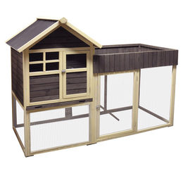 Flamingo Hühnerstall Pixy aus Holz mit Rampe und Schublade Braun 199,5x93x146cm – Bild 1 von 2