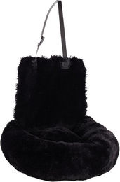 Flamingo Hund Autositz Krems rund in Schwarz aus Plüsch 60x50x20cm – Bild 1 von 12