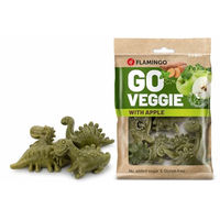 Produktbild von Flamingo Hund Leckerli Veggie Dino Apfel vegan glutenfrei und zuckerfrei Zahnpflege-Snack 120g - 8 x 15 g