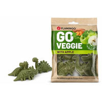 Produktbild von Flamingo Hund Leckerli Veggie Dino mit Apfel glutenfrei vegan 120g Zahnpflege-Snack - 4 x 30 g