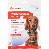 Produktbild von Flamingo Hunde-Waschhandschuh Weiß S/M