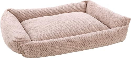 Flamingo Hundebett Jacquard rechteckig Beige 100x80x25cm mit abnehmbarem Bezug und rutschfestem Boden – Bild 1 von 2