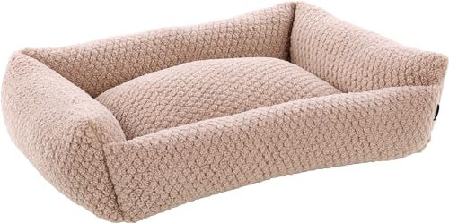 Flamingo Hundebett Jacquard rechteckig Beige 65x50x20cm mit abnehmbarem Bezug und rutschfestem Boden – Bild 1 von 2