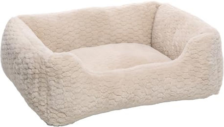 Flamingo Hundebett Naya rechteckig beige aus Plüsch 65 x 50 x 20 cm mit abnehmbarem waschbarem Bezug und rutschfestem Boden – Bild 1 von 1