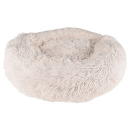 Flamingo Hundebett rund aus Plüsch in Weiß oder Beige 50 cm - 50 cm – Bild 1 von 1