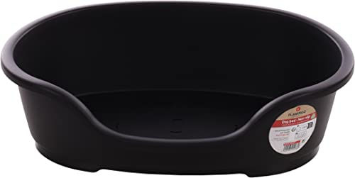 Flamingo Hundebett Tuck Oval aus Kunststoff Schwarz Größe M 70 x 47 x 22 cm – Bild 1 von 5