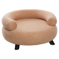 Produktbild von Flamingo Hundebett und Katzenbett Dudo rund beige mit Holzfüßen 62 x 62 x 28 cm