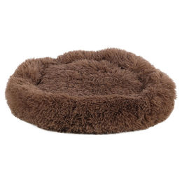 Flamingo Hundebett und Katzenbett Pacha Donut Kissen aus Plüsch in Mokka Braun 55 cm - 55 cm – Bild 1 von 5
