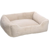 Produktbild von Flamingo Hundebett und Katzenbett rechteckig beige 80 x 67 x 22 cm aus Plüsch mit abnehmbarem waschbarem Bezug und rutschfestem Boden